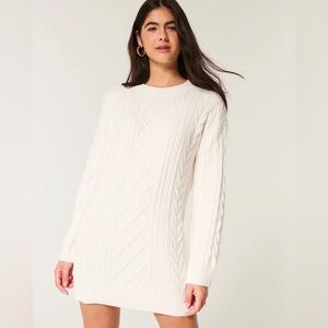 Hollister White Cable Knit Sweater Dress